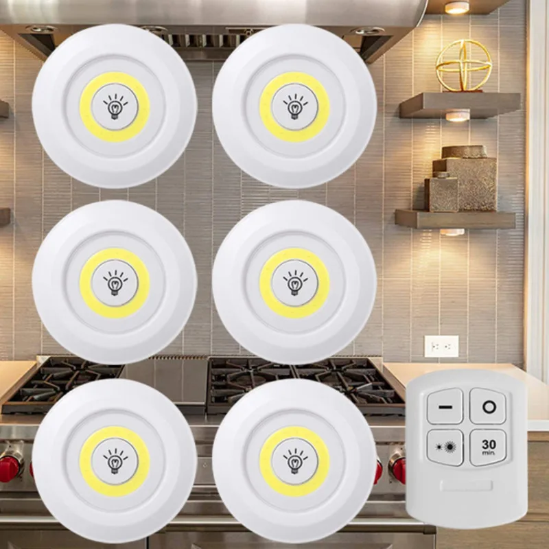 

Суперъяркий COB светильник для шкафа с беспроводным пультом дистанционного управления, приглушаемая лампа для шкафа для дома, кухни, туалета...