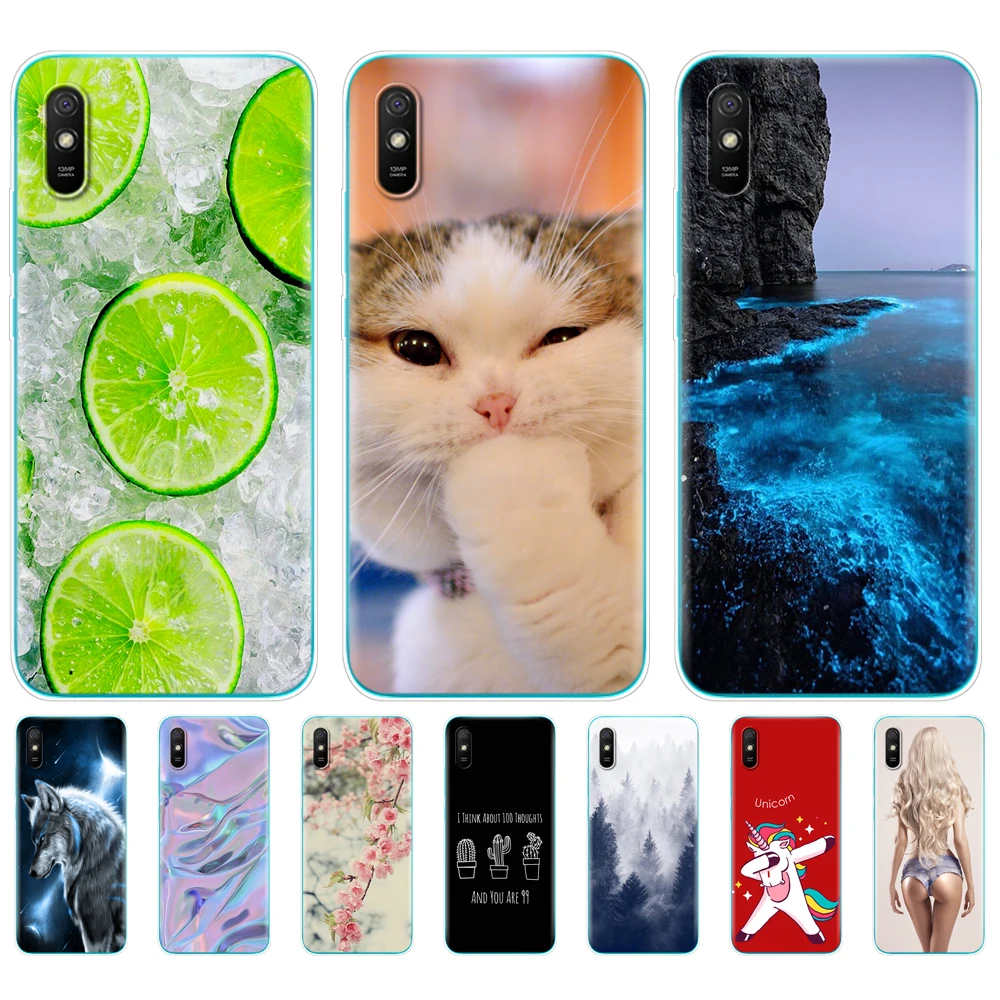 

For redmi 9A Case Silicon soft TPU Back Cover For redmi 9A 6.53 inch funds etui bumper coque full 360 Protective copas cute