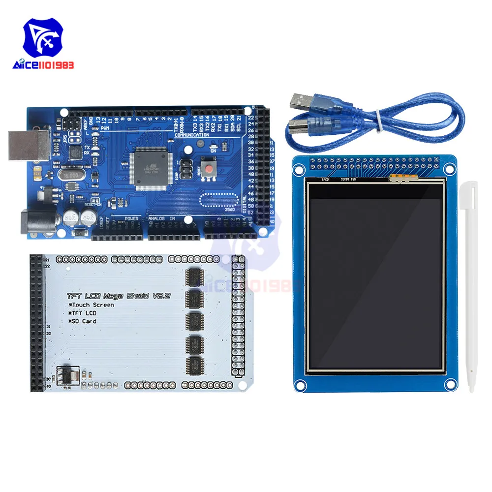 Плата diymore Mega2560 с кабелем 3 2 дюйма ЖК сенсорный экран TFT щит для SD карт плата Arduino