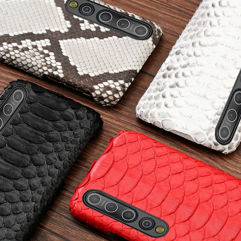 leather phone case for xiaomi redmi note 9s 8 7 k30 mi 9 se 9t 10 lite a3 mix 2s max 3 poco f1 x2 x3 f2 pro natural python skin free global shipping