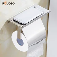 ROVOGO Stainless Steel Toilet Paper Holder with Phone Self, Bathroom Accessories Tissue Roll Dispenser Storage