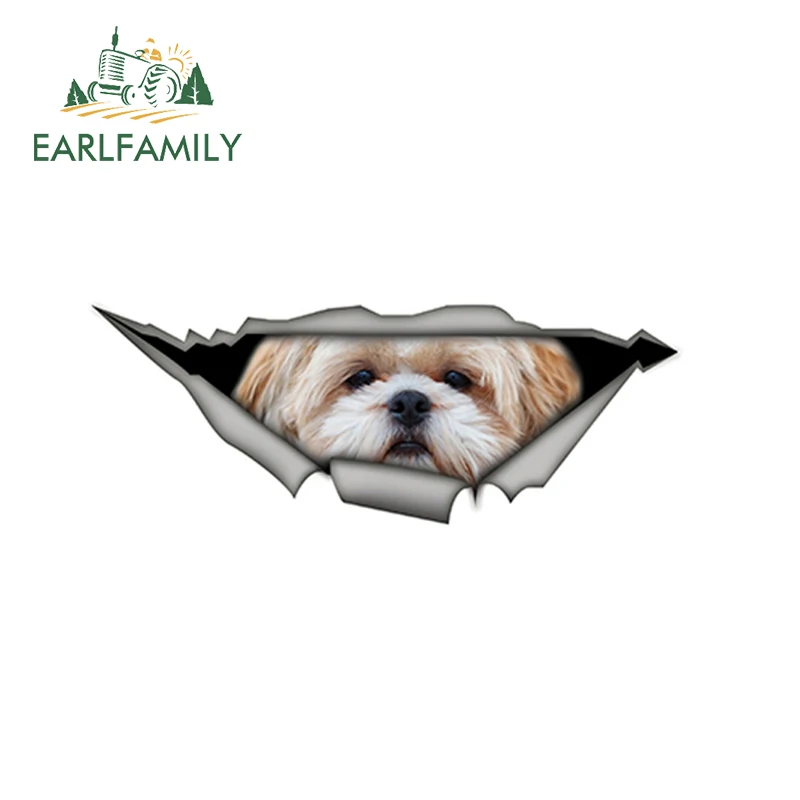 EARLFAMILY 15 см x 6 см Shih tzu 3D забавная наклейка для автомобилей Pet наклейка с собакой креативный модифицированный стикер s водонепроницаемый автомобильный Стайлинг украшение