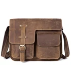 Сумка-мессенджер мужская из натуральной воловьей кожи, саквояж кросс-боди из натуральной кожи, портфель на плечо, школьный ранец цвета хаки