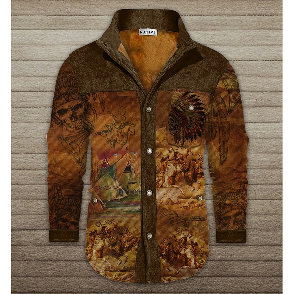 Новая модная мужская теплая шерстяная стеганая куртка с 3D-принтом на весь рост |