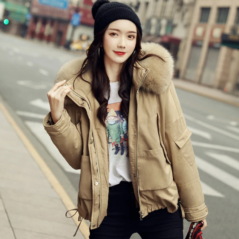 Fitaylor/Зимний женский пуховик с капюшоном из натурального Лисьего меха 90% утиного