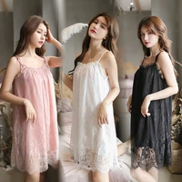 women lace lingerie robe nightgown long sleepwear vintage elegant see through babydoll homewear ladies embroidery sleep dress