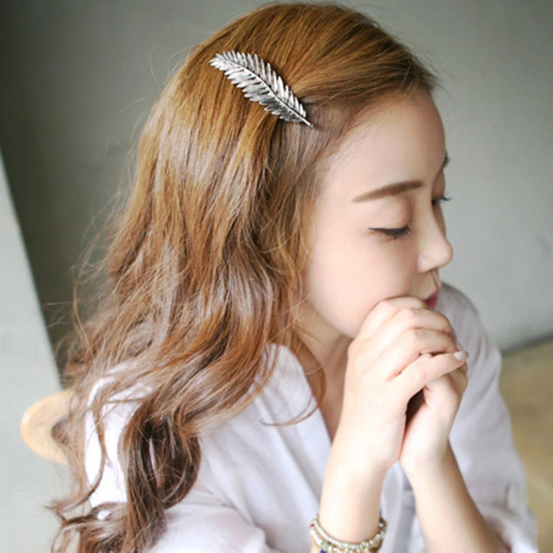 Модные заколки для волос в винтажном стиле металлическая заколка форме листьев