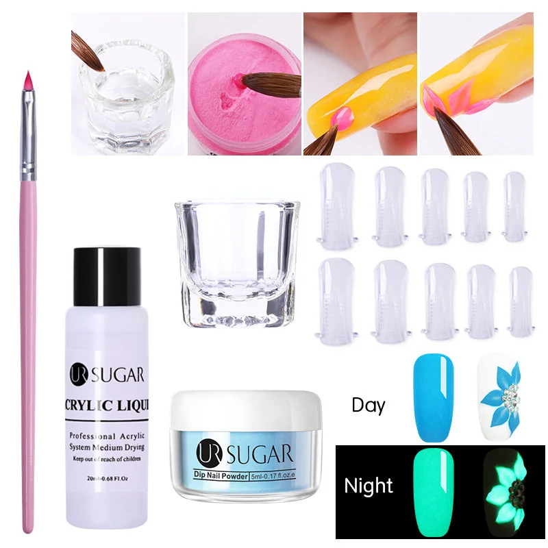 5pcs set UR-08 UR SUGAR светящийся неоновый лак для ногтей Dip акриловый порошок 3D резное моделирование блеск флуоресцентный пигмент пыль дизайн ногтей украшения 5 шт./компл - Цвет: 5pcs set UR-08