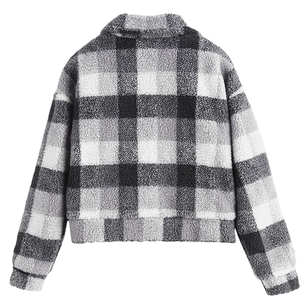 ZAFUL пальто в клетку из искусственного меха для женщин Осень Зима Пушистый