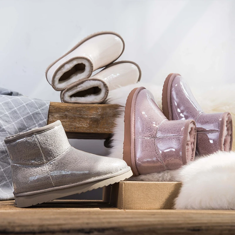 winter boots women 2019 new short sheep fur one snow female waterproof non-slip warm plus velvet slim cotton shoes |