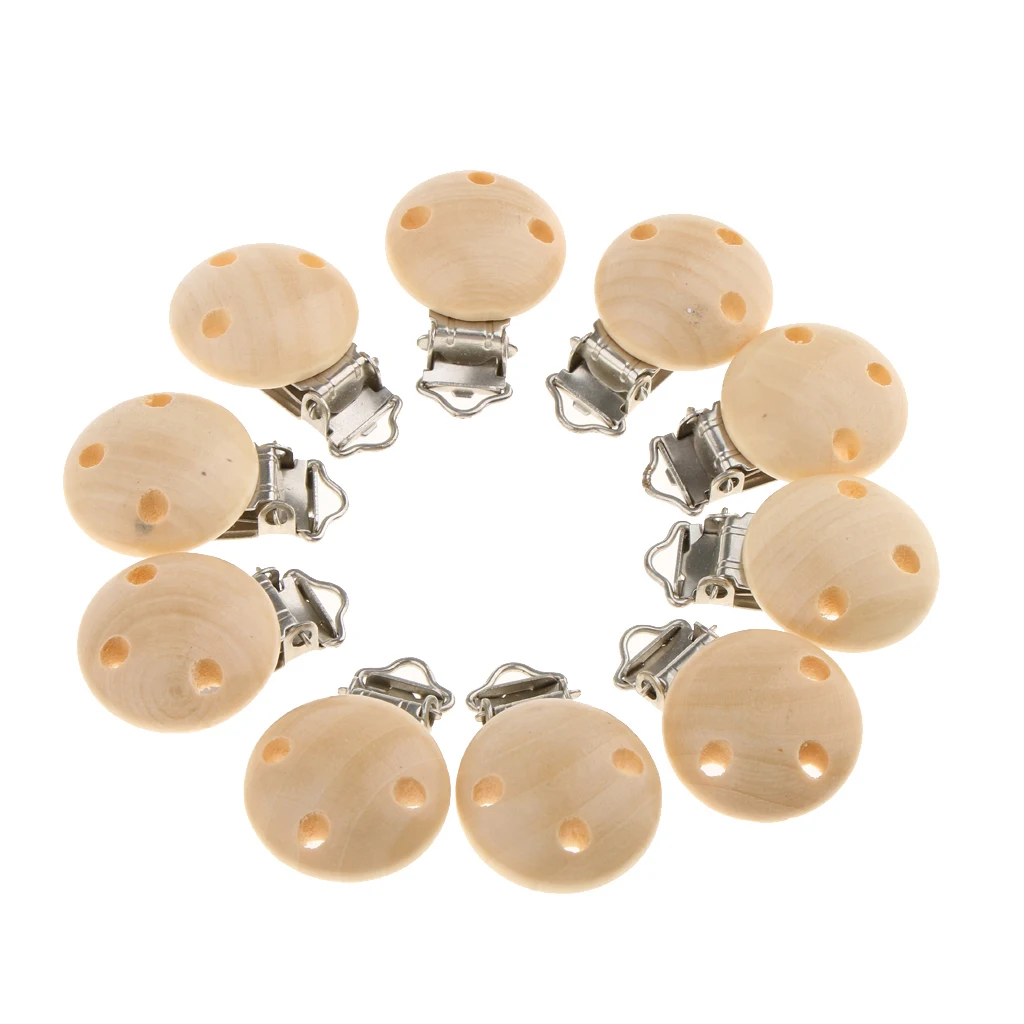 

50 pieces baby pacifier clips made of wood infant pacifier clasp