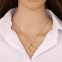 personalized 2 name love heart necklace for women custom name couple necklace choker stainless steel jewelry gifts wholesale