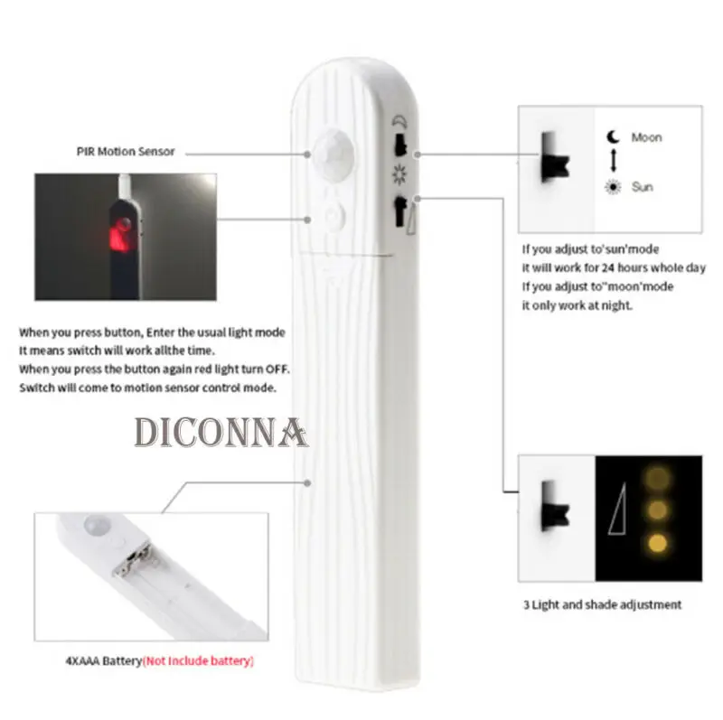 Светодиодный светильник с датчиком движения гибкий питанием от аккумулятора 5 в