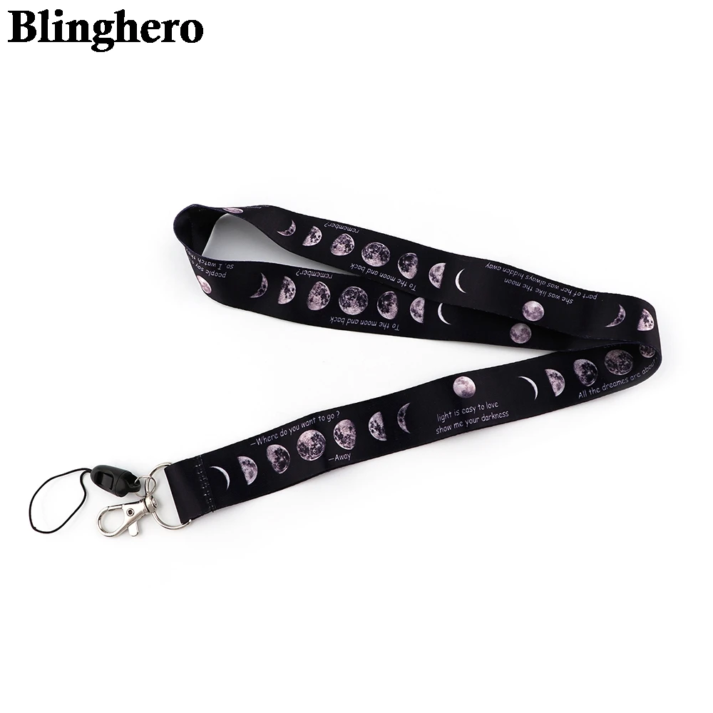 CB519 Moon креативные черные шнурки значки ID Lanyards сотовый телефон Веревка для ключей