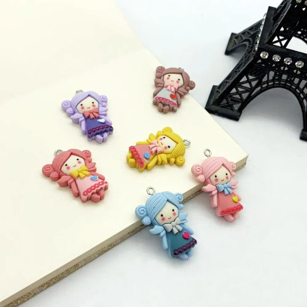 12 шт. 23*30 мм смолы Kawaii принцессы вьющиеся волосы украшения Подвески для девочек