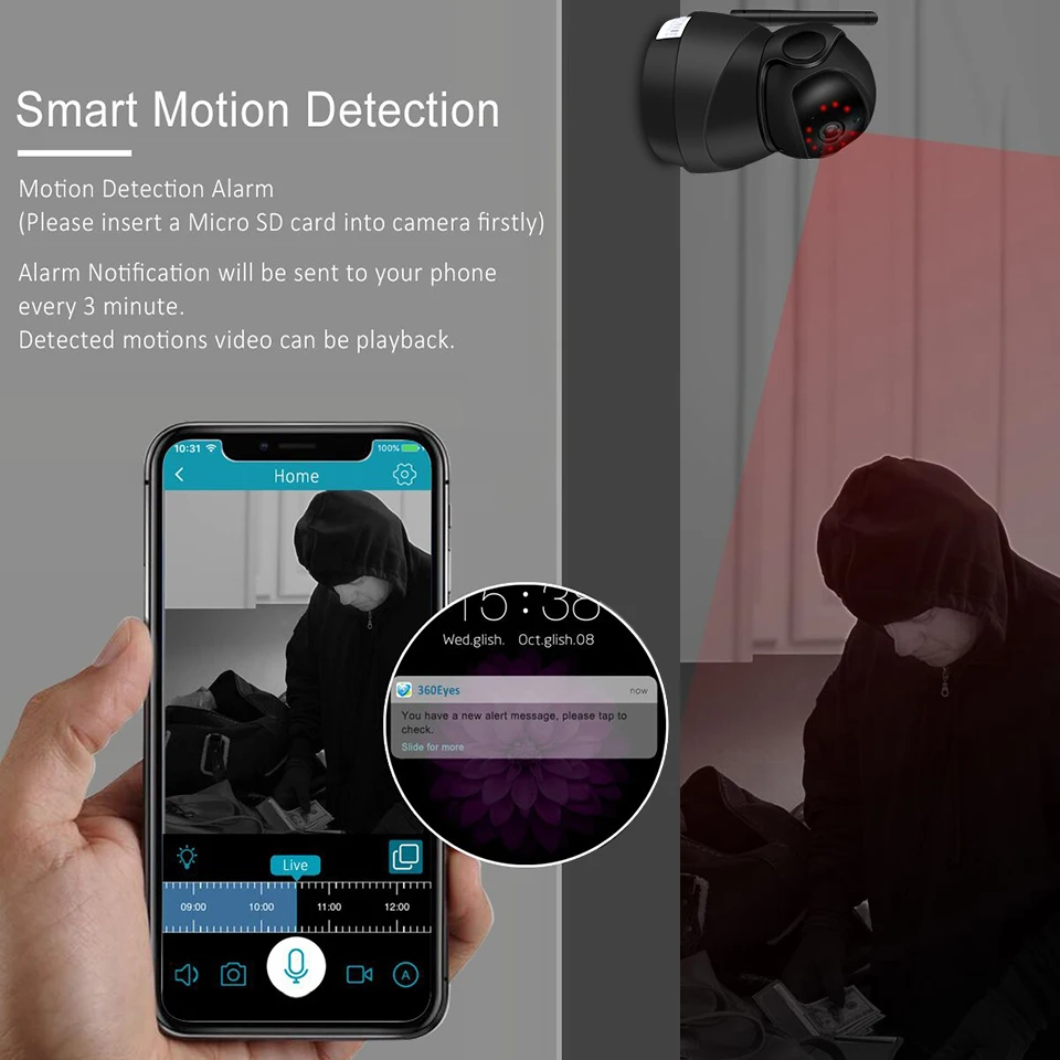 Zoohi 1080P WiFi камера домашняя камера видеонаблюдения с детектором движения HD Беспроводная камера ночного видения внутренняя двухсторонняя аудио камера