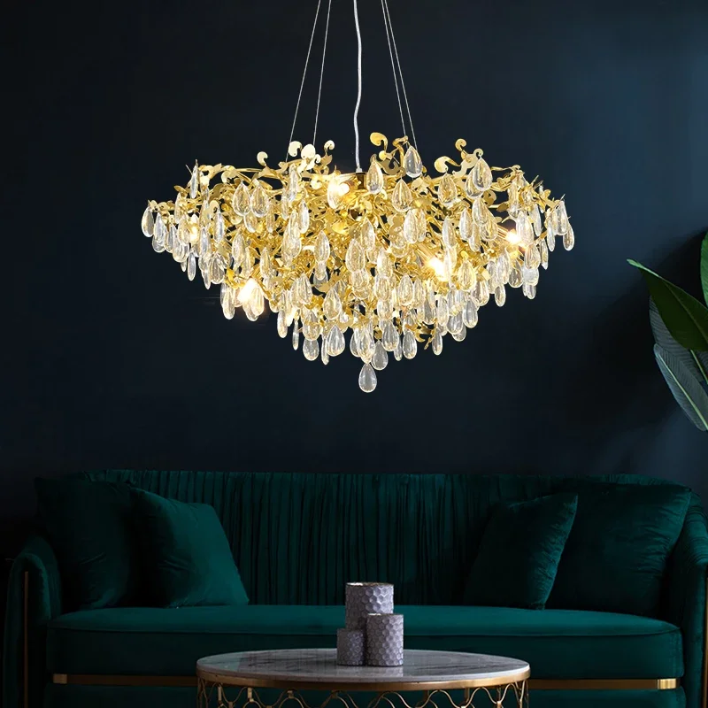 

Modern Luxury Gold Crystal Chandelier Lighting Large Led Chandeliers Fixtures for Living Room Hotel Hall Art Decor Hanging Lamp