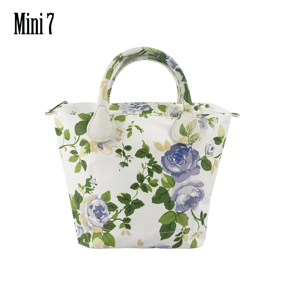 mini 7 TANQU короткий круглый Флора холст ткань ручка с мини вставкой подкладка для Obag Мини O сумка женские сумки на плечо - Цвет: mini 7