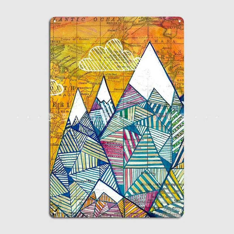 

Плакат с картами и горами, металлический плакат с табличкой для клуба, домашнего кинотеатра, творческий плакат со знаком жестяные пластинки