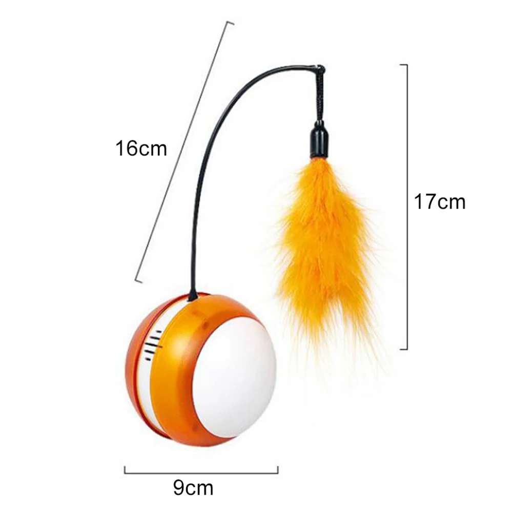 

Interactive Automatic Rolling Ball Toys for Cats USB Rechargeable Electric LED Glow Laser Ball Toy with Feather Cat Teasing Toy