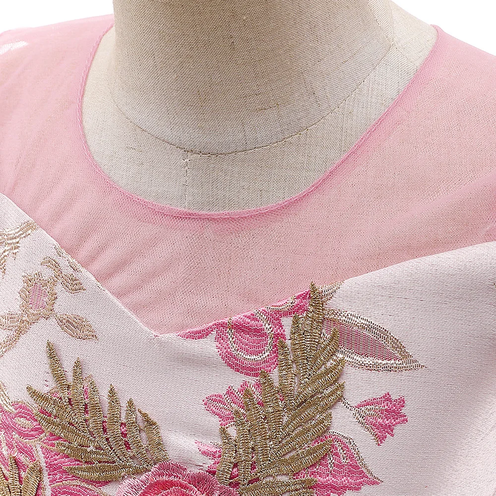 Детское платье без рукавов Ретро стиль с вышивкой многослойной юбкой для девочек