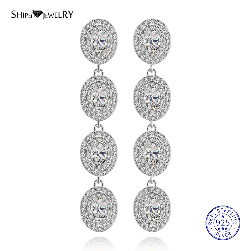 Женские серьги подвески Shipei натуральный аметист в форме капли из 100% серебра с