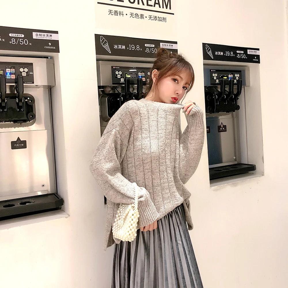 Модные женские свободные корейский стиль милый свитер с длинными рукавами