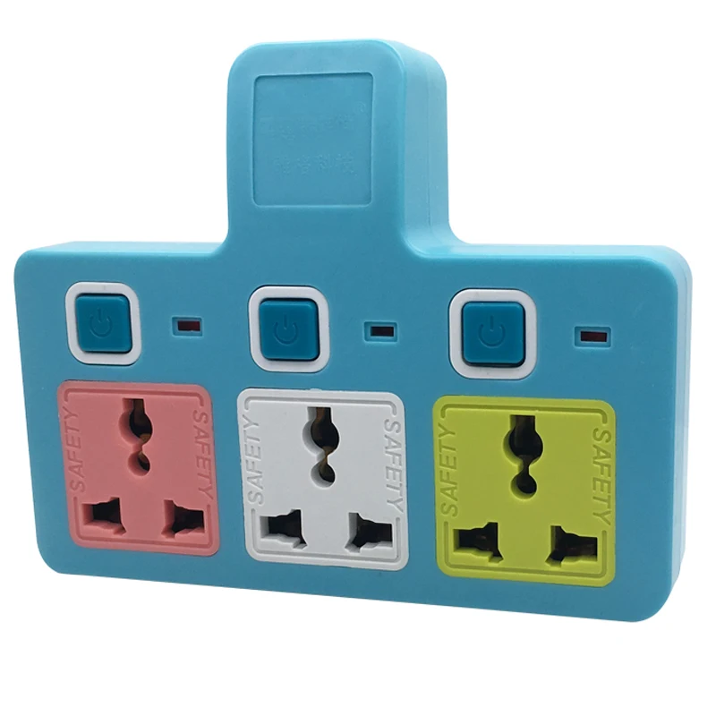 Universal Pink Blue 250V 13A 2USB 5V 2A 1 to 3 UK Wireless Power Strip US EU To UK Multifunction Socket Wall Adaptor Plug Outlet