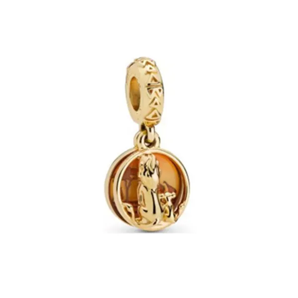 gold pendant charm Новые подлинные 925 пробы серебряные винтажные Подвески в виде льва и короля сердец золотые бусины подходят для браслетов, браслетов и ожерелий DIY кулон ювелирные изделия - Цвет камня: gold pendant charm
