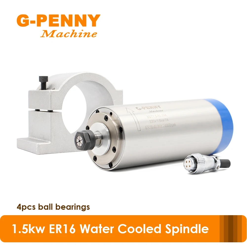 Water cooled spindle 1.5kw ER16 Diameter 80*220mm 110v/220v/