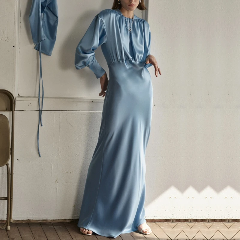 Новое атласное платье ins супер огненная богиня темперамент гладкое шелковое