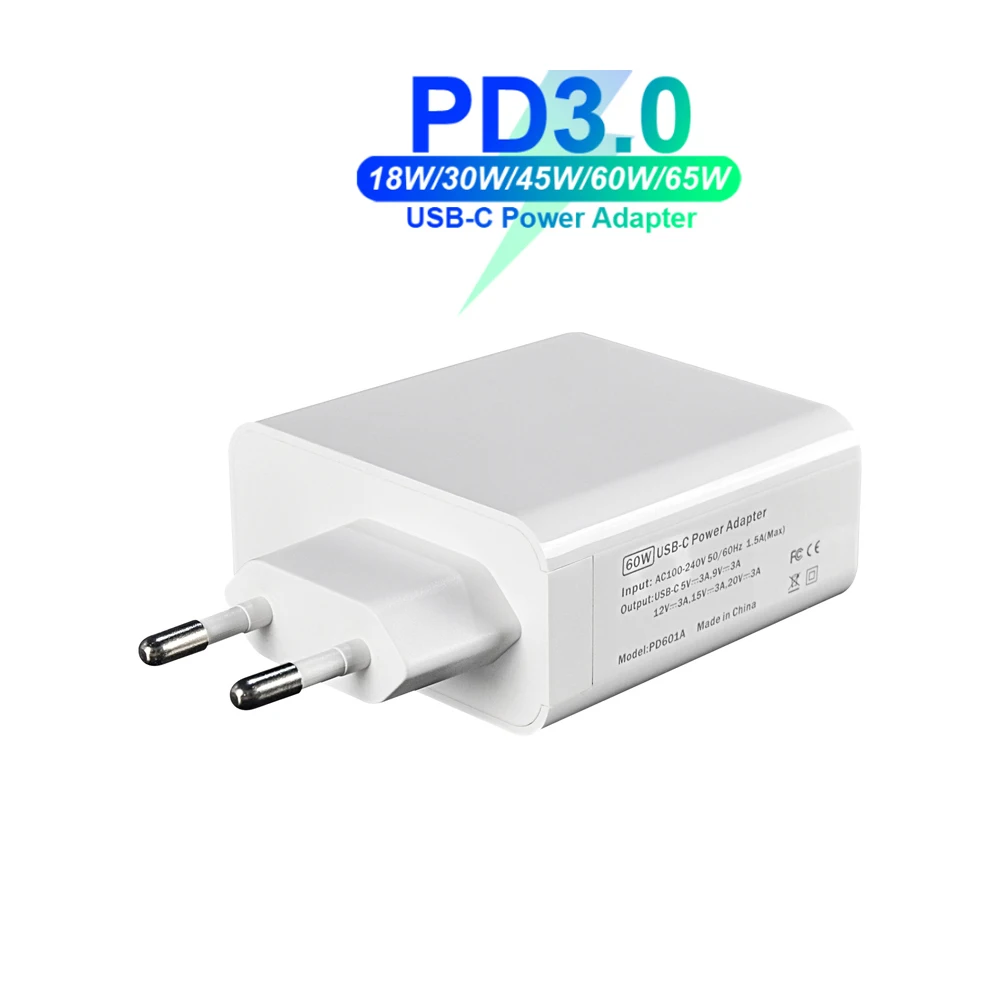 QC3.0 PD18W 30W 45W 60W 65W настенное зарядное устройство адаптер питания для MacBook Xiaomi