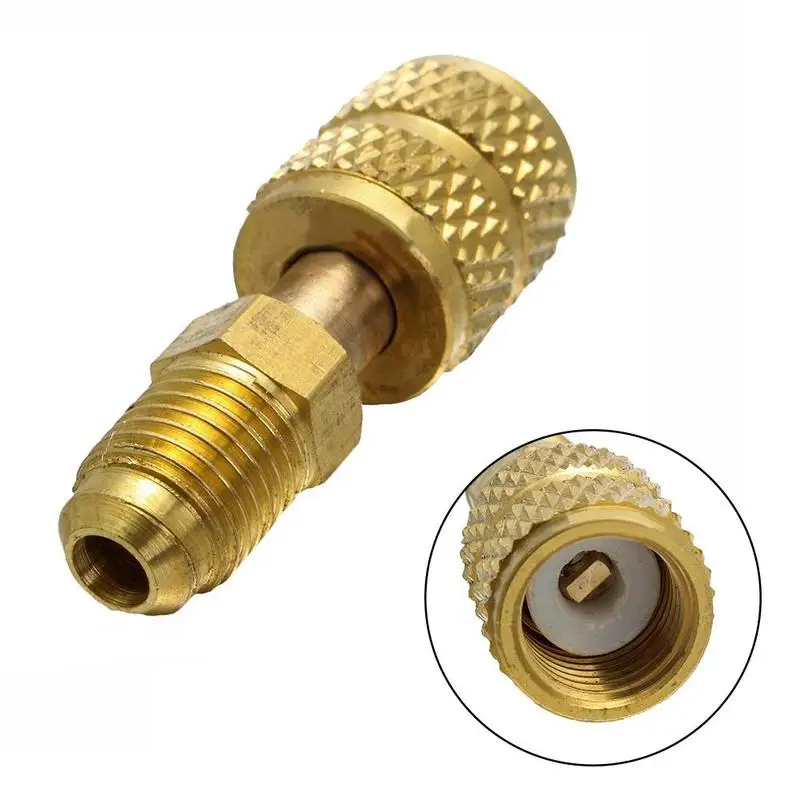 

1/4 Inch Air Conditioning Adapter R410a Brass Refrigerant Female Pump Hose Male Charging Adapter 5/16" To L8N1