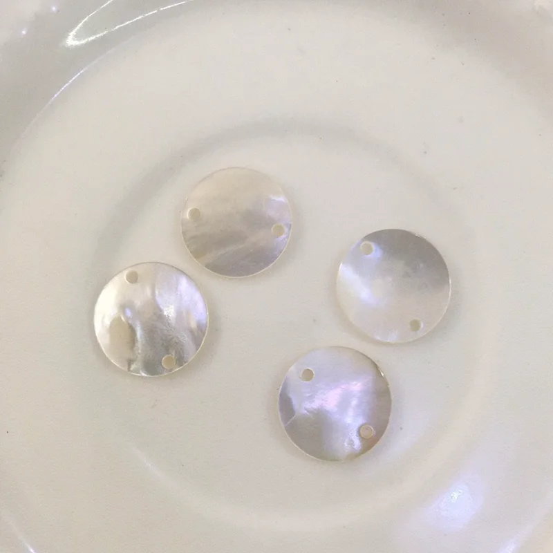 Круглые жемчужные бусины с двумя отверстиями Ювелирная фурнитура из ракушек