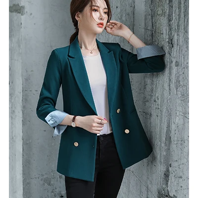 Green Blazer Для женщин однобортный однотонный Блейзер Женский пальто трех до двенадцати лет Модные Пиджаки Верхняя одежда высокого качества, куртки, 5XL - Цвет: Green Blazer