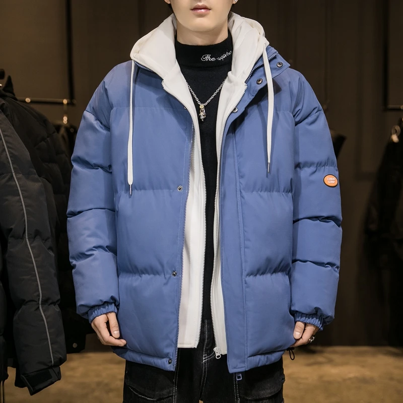 

Куртка мужская зимняя с капюшоном, утепленная парка в стиле Харадзюку, хип-хоп, модная искусственная двухкомпонентная куртка в японском стиле, 2020