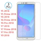 2 шт. Защитное стекло для Huawei Y5 Y6 Y7 Prime Pro 2018 Y9 закаленное стекло Защита для экрана для Huawei Y 5 6 7 9 Y6 2017 пленка