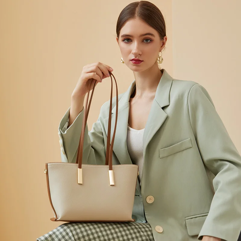 

Tote Bags Female Fashion Style Shoulder Bags 2021 New Commuter Simple High-quality Texture Messenger Hit Color Large-capacity