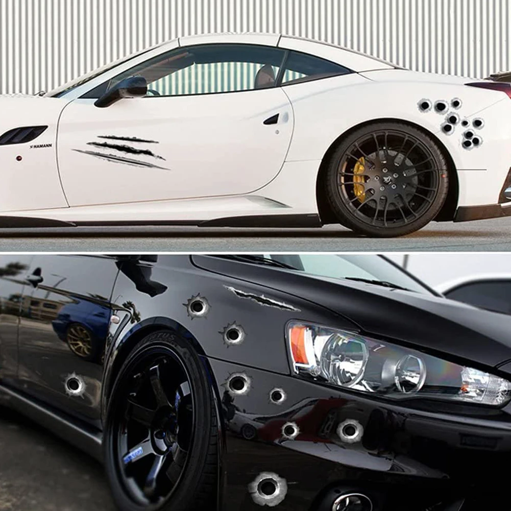 

9pcs 3D Bullet Hole Car Sticker Decals Decorative Car Tattoo Fake Gun Shot Car Hood Trunk Decoration for Car Styling
