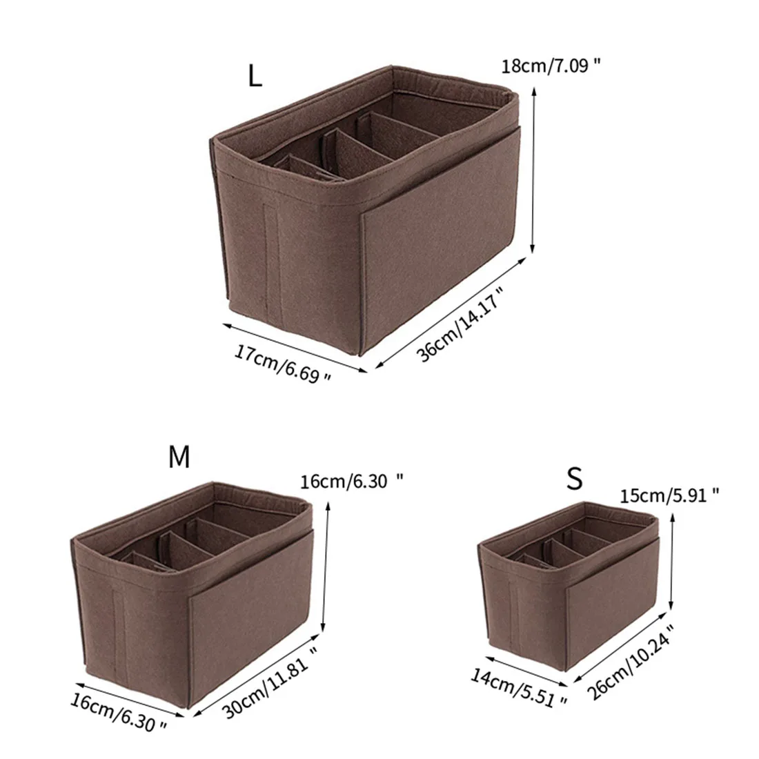 

Solid Felt Storage Organizer Handbag Insert Bag Inner Purse Makeup Organizer Portable Travel Cosmetic Storage Bag Reusable