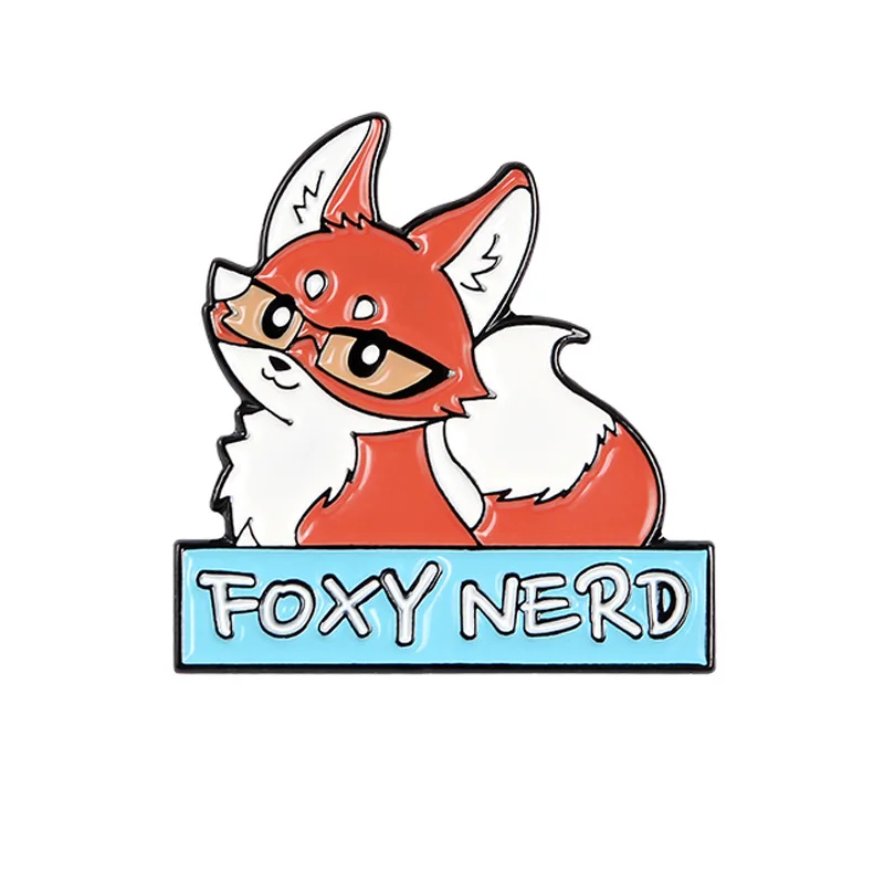 Мультяшные Очаровательные очки лиса креативная брошь FOXY NERD значок ювелирные