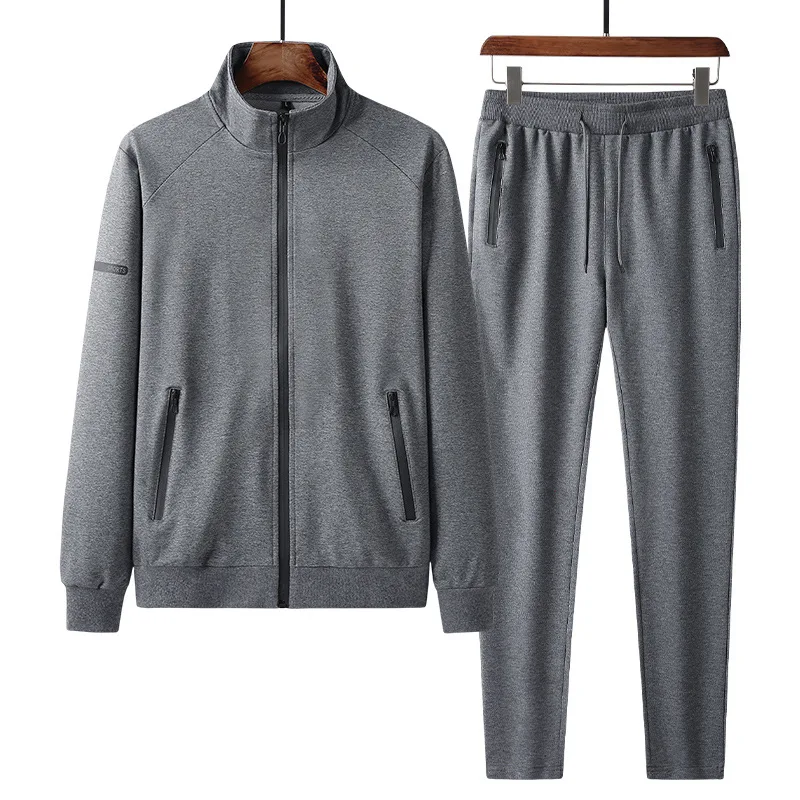 

2021 New Running Sets Fashion Sport Suit Brand Patchwork Zipper Sweatshirt +Sweatpants Mens Clothing 2 Pieces Sets Tracksuit