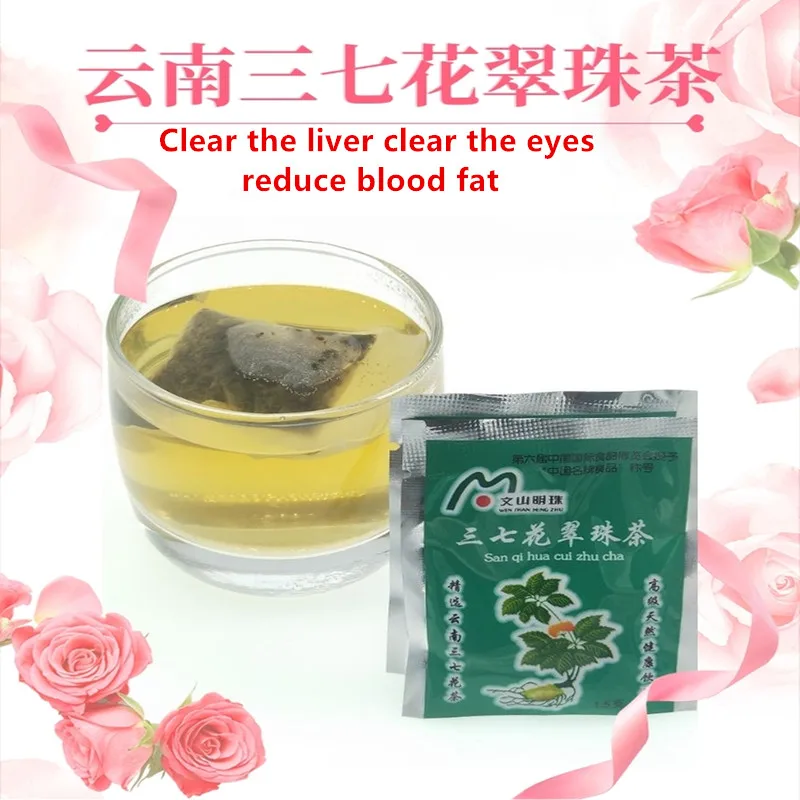 

High quality Panax Notoginseng Flower and green pearl tea can clear away heat, liver and eyes,free shipping