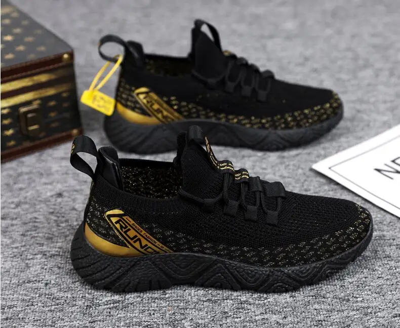 Кроссовки мужские сетчатые для бега повседневная обувь золотистые |