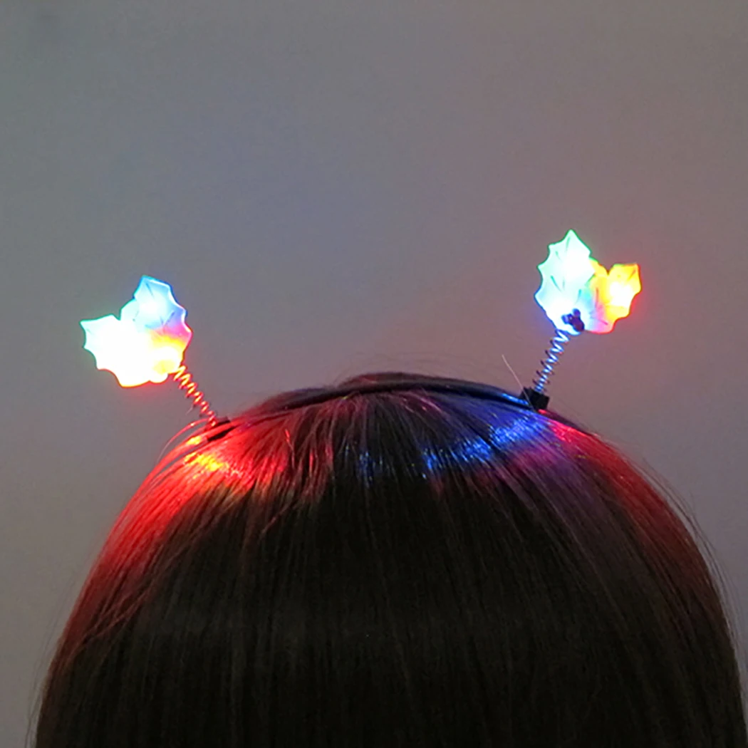 

New Christmas Headband Fashion Cute Cartoon LED Light Up Hair Hoop Santa Claus Elk Christmas Tree Decoration Party Headband