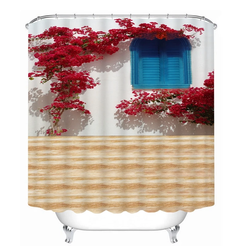 3D вид занавеска для душа цветы пейзаж настенный узор Водонепроницаемая ванной