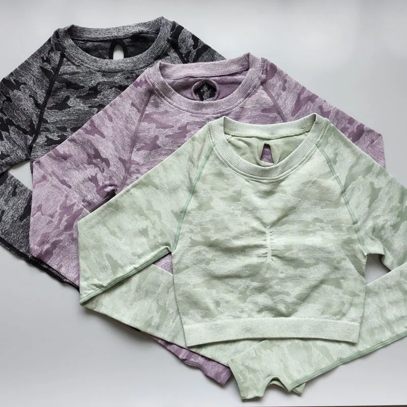 Женский бесшовный укороченный топ Nepoagym с длинным рукавом спортивная одежда