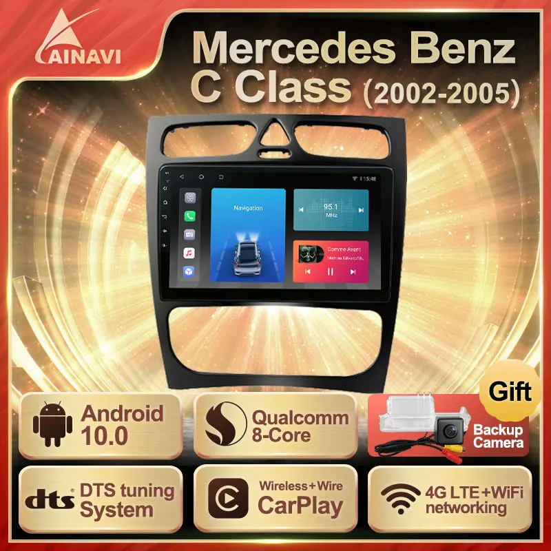 Автомобильный радиоприемник Android 10 QLED для Mercedes Benz C Class W203 C200 C320 C350 CLK W209 2002 2005