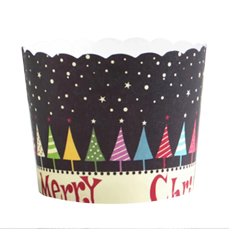 100 шт Счастливого Рождества маленькая бумажная чашка для кекса коробка выпечки