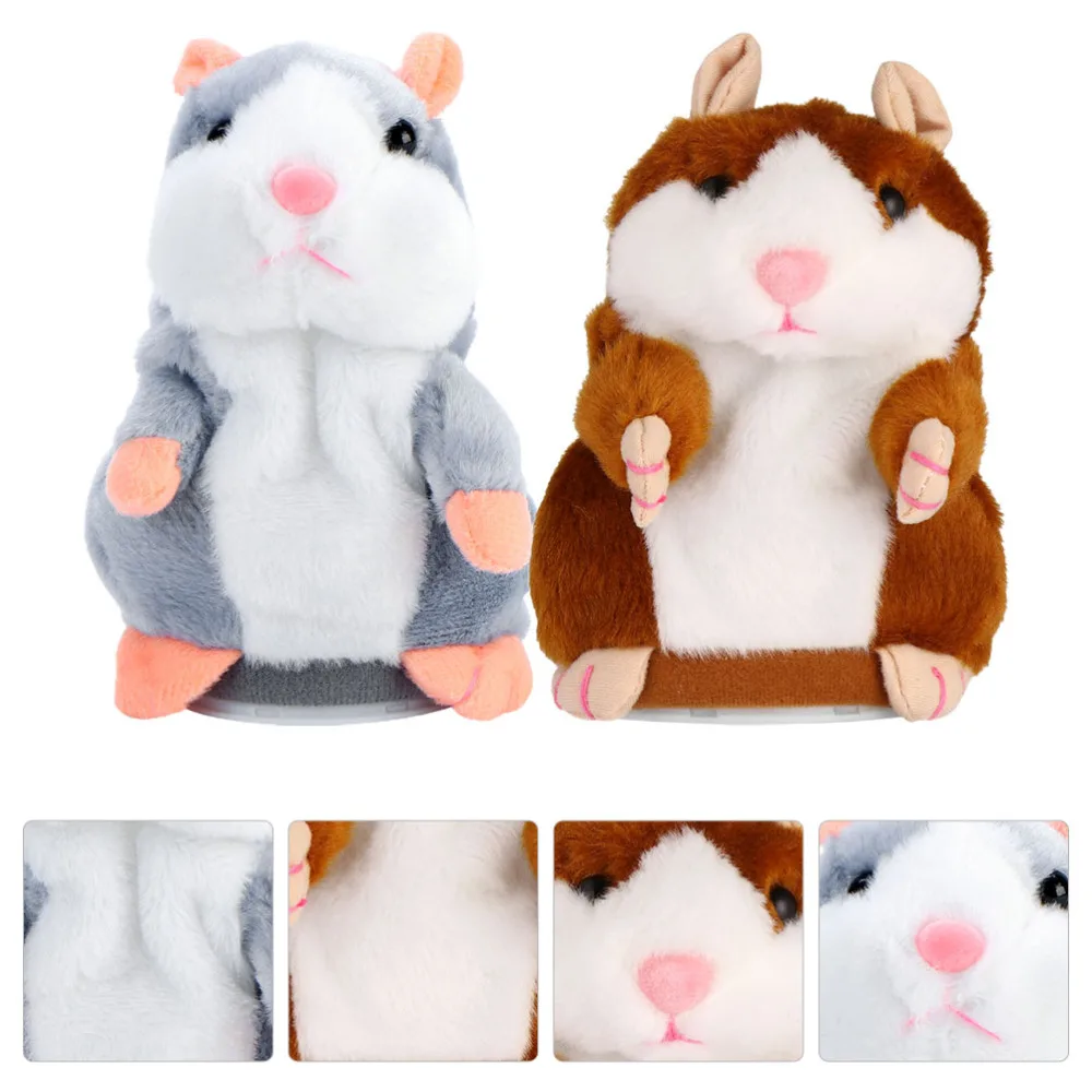 

2Pcs Creative Hamste Toys Talking Hamster Plush Doll Sound Recording Plush Doll
